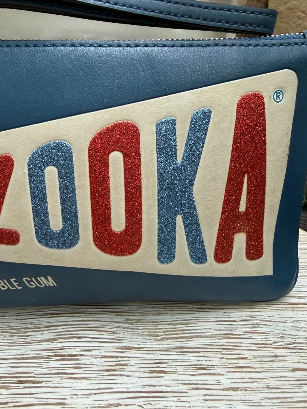 COACH BAZOOKA GUM LMT EDITION Large Wristlet Wallet Collector Blue Leather Retro - Picture 3 of 14